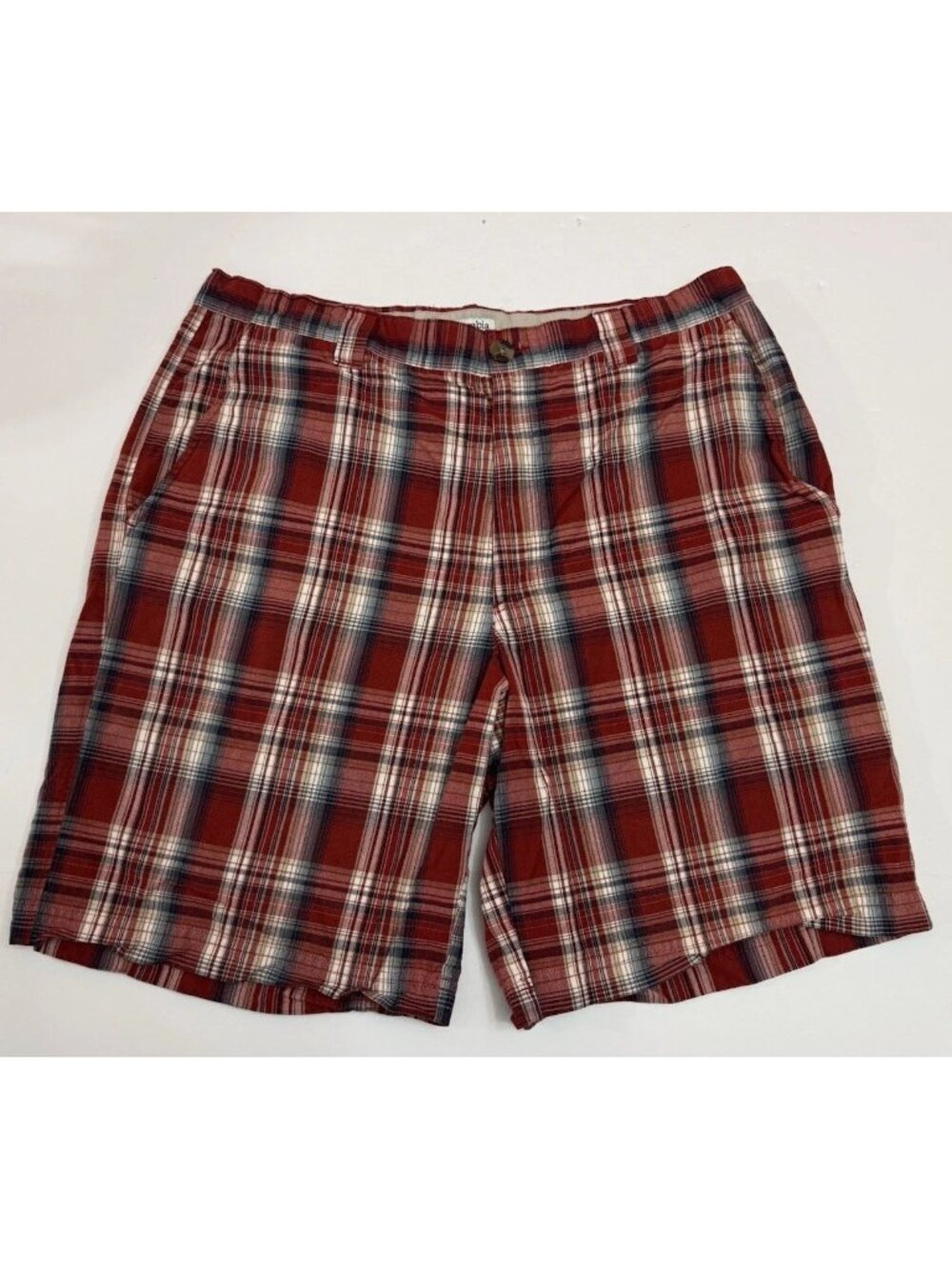 Columbia Mens Plaid Shorts Size 36 Red Blue White Cotton Casual Outdoor